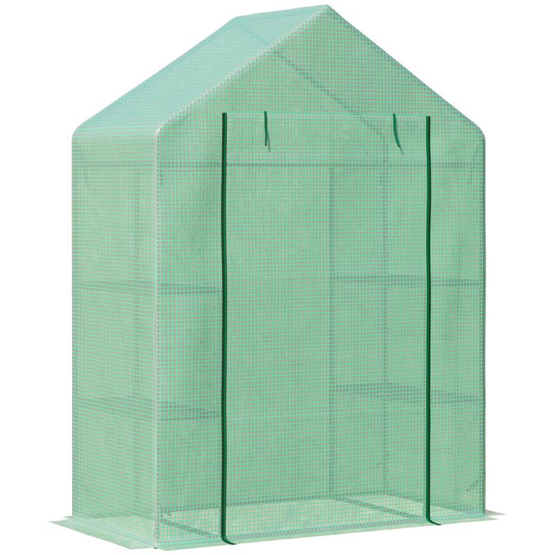 Image of SERRA DA GIARDINO IN ACCIAIO E PLASTICA PE CON 4 RIPIANI, FUNI E PICCHETTI, 141X72X191 CM, VERDE