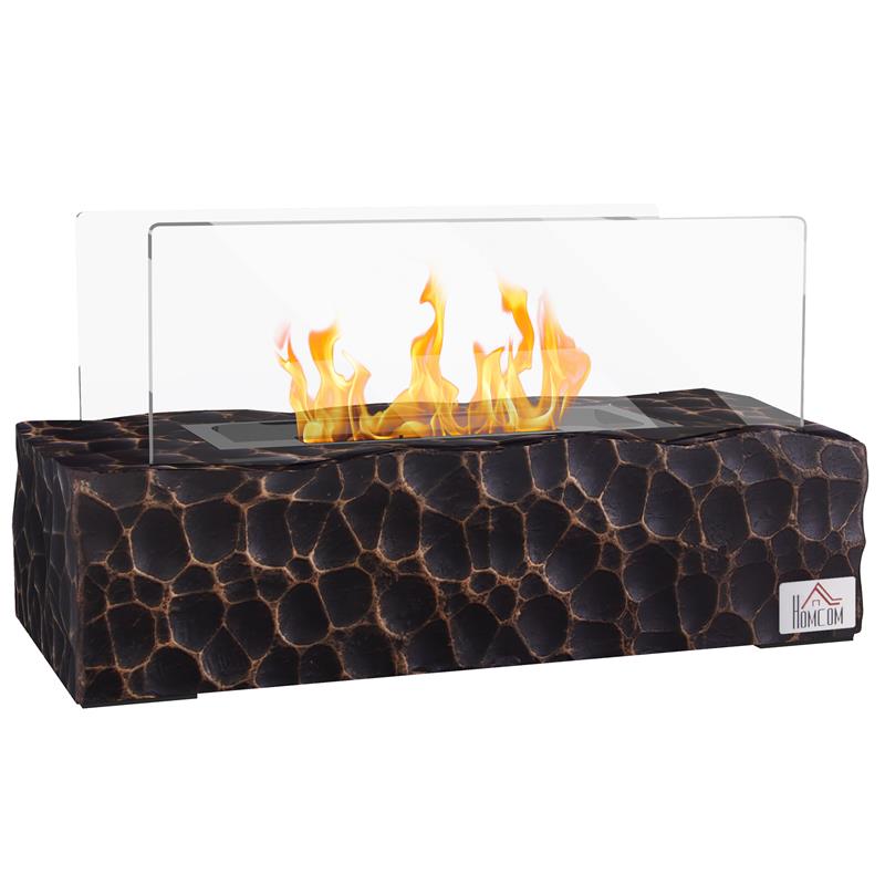 Image of CAMINO A BIOETANOLO DA TAVOLO CON BRUCIATORE DA 1.15L E PANNELLO IN VETRO, 33X16X18CM, NERO