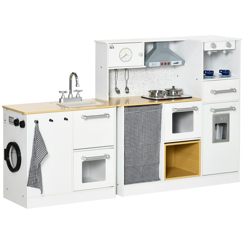 Image of CUCINA GIOCATTOLO 2 PEZZI PER BAMBINI 3-6 ANNI CON UTENSILI DA CUCINA, LUCI ED EFFETTI SONORI, IN MDF E PP