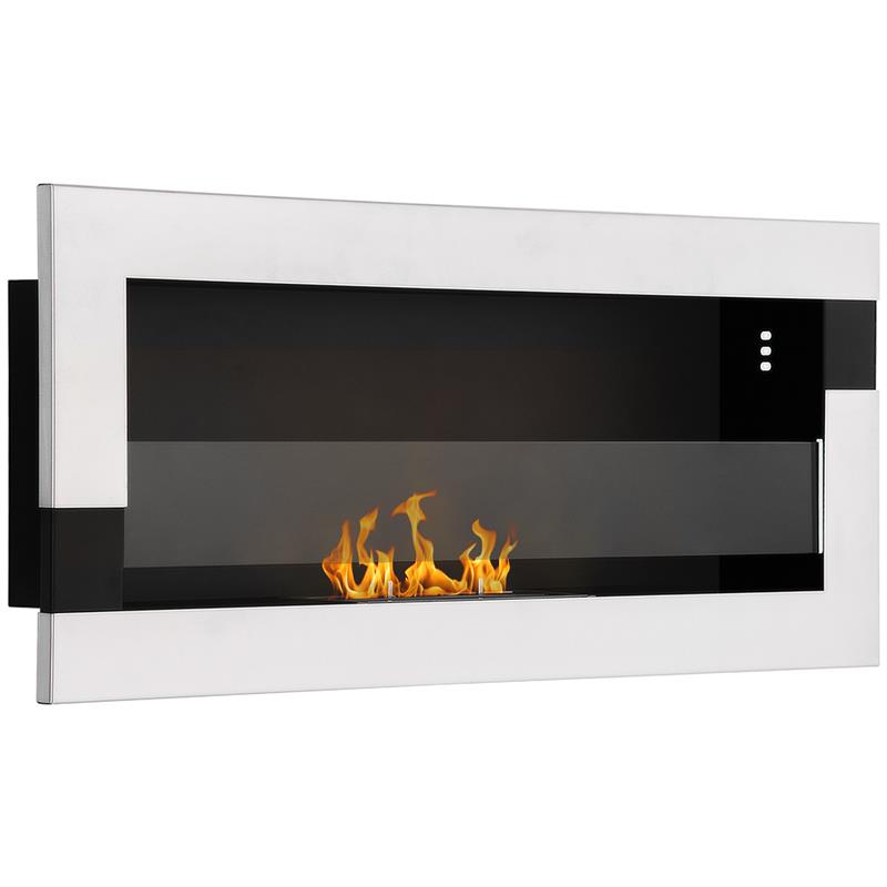Image of CAMINO BIOETANOLO IN ACCIAIO INOX, 2.5H DI COMBUSTIONE CON SERBATOIO 1.5L E COPERTURA 20M², 90X16X40 CM, ARGENTO