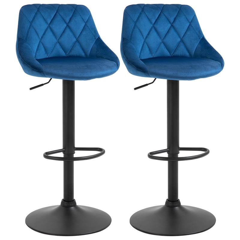 Image of SET 2 SGABELLI DA BAR DI DESIGN GIREVOLI CON ALTEZZA REGOLABILE - BLU