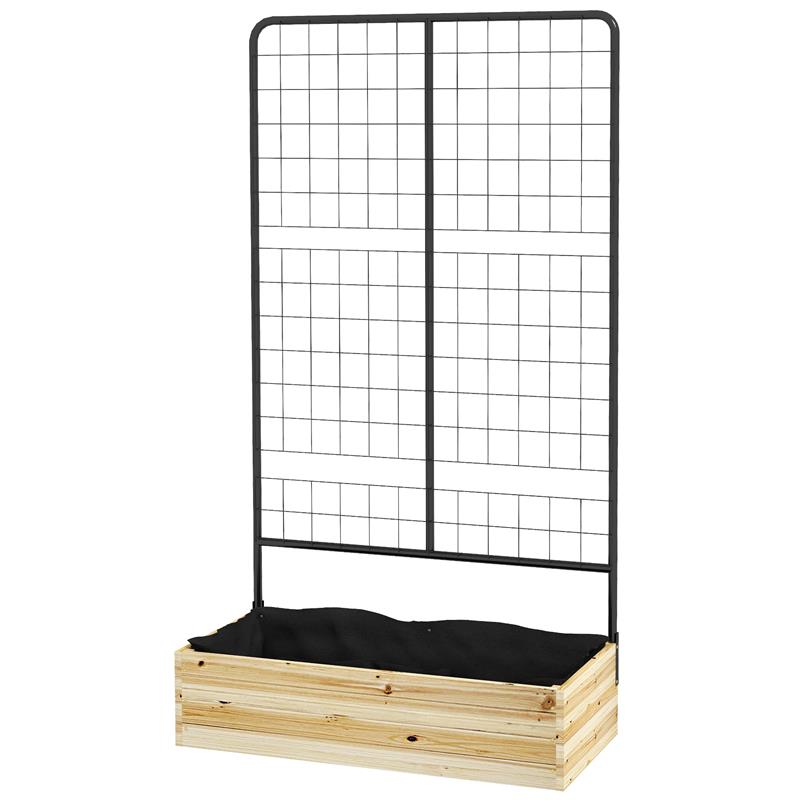 Image of FIORIERA CON GRIGLIATO E 2 FORI DI DRENAGGIO, IN LEGNO DI ABETE E ACCIAIO, 80X38X145 CM