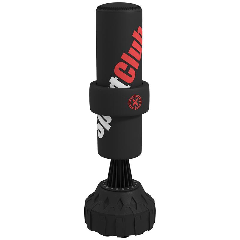 Image of SACCO DA BOXE DA TERRA AUTOPORTANTE CON BERSAGLIO REGOLABILE, BASE RIEMPIBILE E VENTOSE, NERO