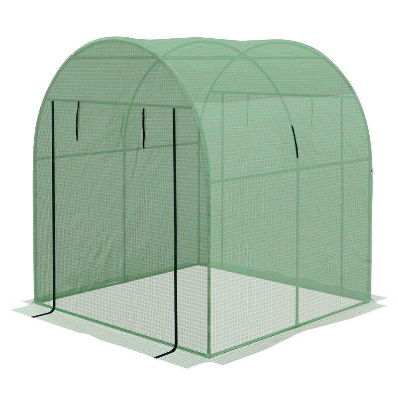 Image of SERRA A TUNNEL PER ORTO 1.8X1.8X2M IN ACCIAIO E PE ANTI UV CON PORTE AVVOLGIBILI E FINESTRE, VERDE