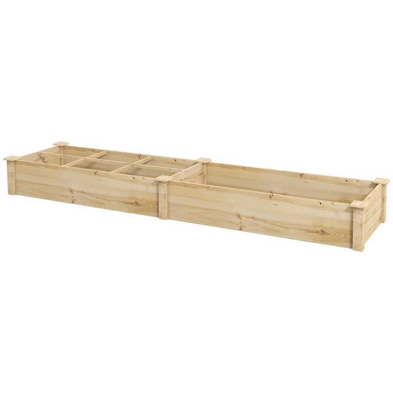 Image of LETTO RIALZATO PER ORTO E GIARDINO CON DIVISORIO INTERNO E FONDO APERTO, 237X60X25CM, LEGNO NATURALE