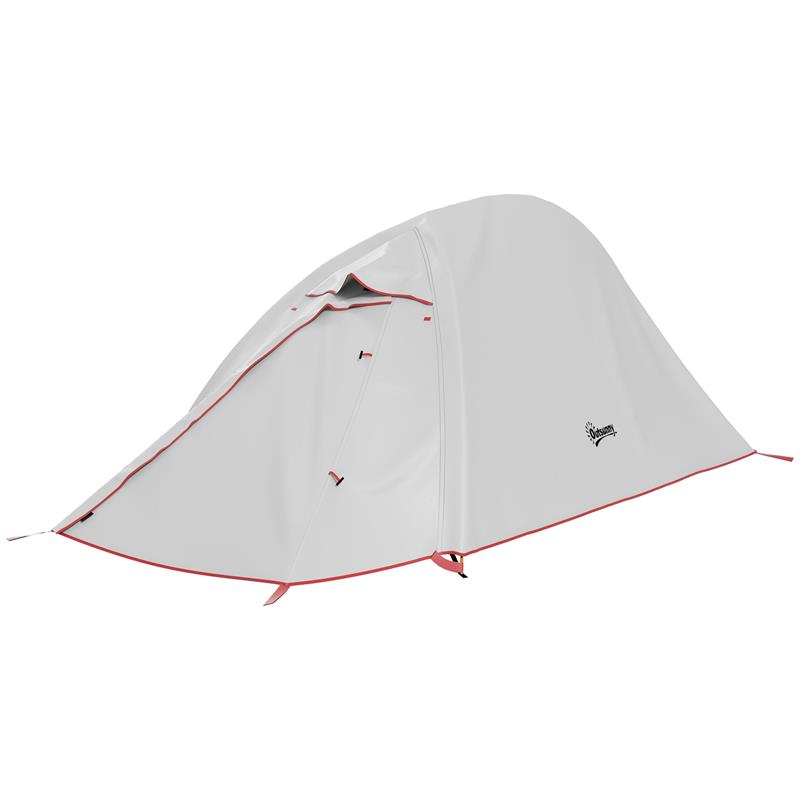 Image of TENDA DA CAMPEGGIO 2 POSTI CON BORSA DA TRASPORTO, IN POLIESTERE E ALLUMINIO, 300X135X110 CM, GRIGIO CHIARO