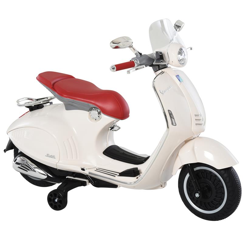 Image of MOTO ELETTRICA PER BAMBINI CON LICENZA UFFICIALE VESPA, 2 ROTELLE, LUCI E SUONI, 108X49X75 CM, BIANCA