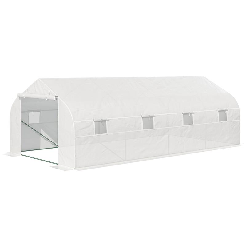 Image of SERRA PER ORTO 6X3X2M CON 8 FINESTRE E PORTA AVVOLGIBILE, IN ACCIAIO E PP, VERDE