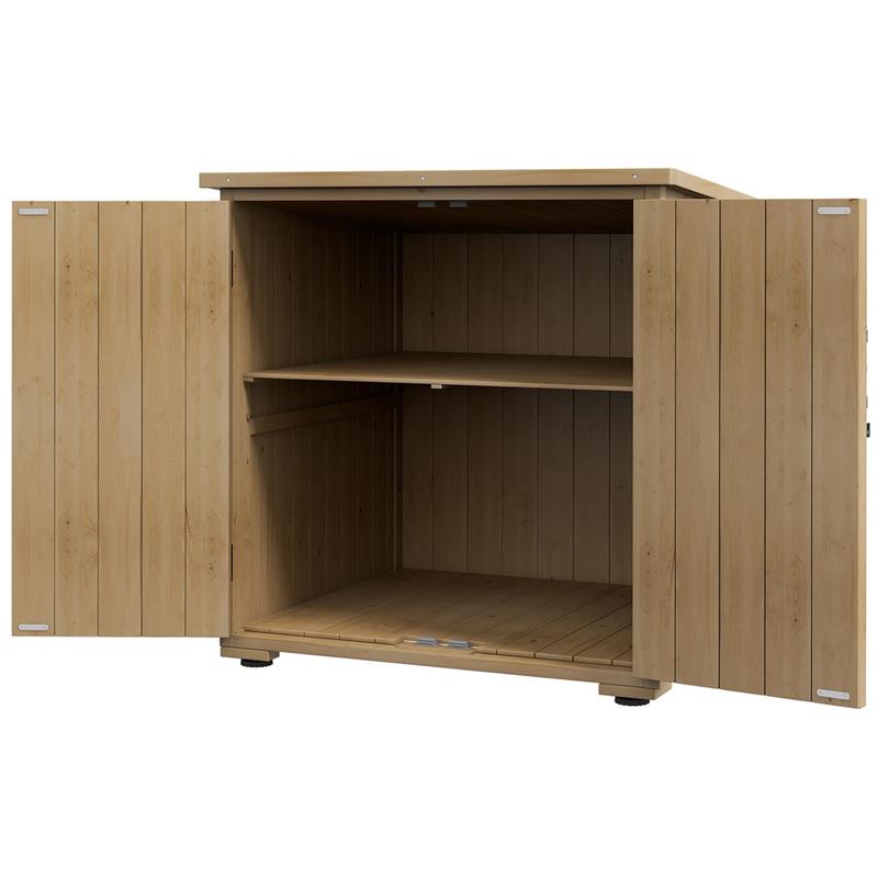 Image of ARMADIO DA ESTERNO CON RIPIANO INTERNO REGOLABILE E TETTO INCLINATO, IN LEGNO DI ABETE, 77.5X88X90 CM