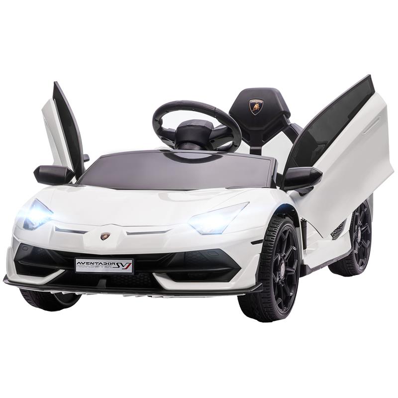 Image of MACCHINA ELETTRICA PER BAMBINI A 12V LICENZA LAMBORGHINI CON CLACSON E TELECOMANDO, 107.5X63X42 CM, BIANCA