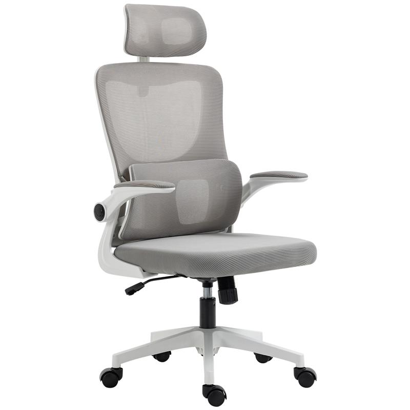 Image of SEDIA DA UFFICIO ERGONOMICA AD ALTEZZA REGOLABILE CON POGGIAPIEDI E POGGIATESTA, 60X59X114-122 CM, GRIGIO