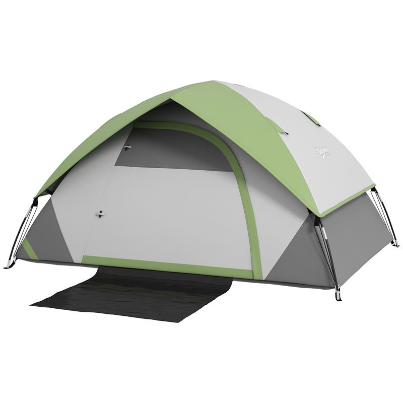 Image of TENDA DA CAMPEGGIO 3 POSTI CON FINESTRA A RETE, IN POLIESTERE, FIBRA DI VETRO E PE, 210X150X110 CM, GRIGIO E VERDE