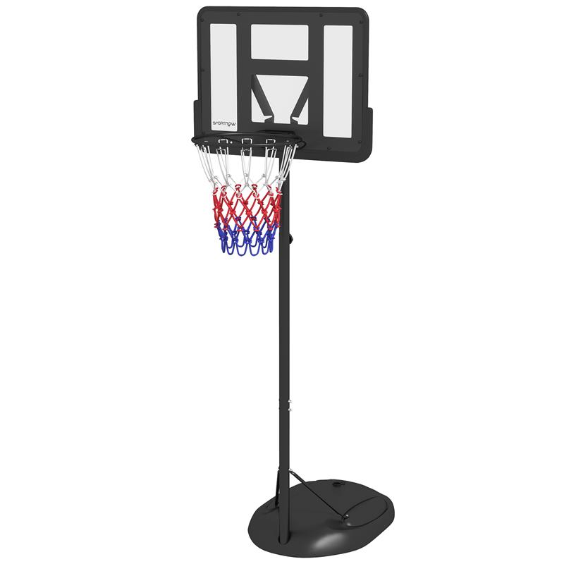Image of CANESTRO BASKET AD ALTEZZA REGOLABILE CON BASE RIEMPIBILE, CANESTRO DA BASKET IN ACCIAIO E PE, NERO