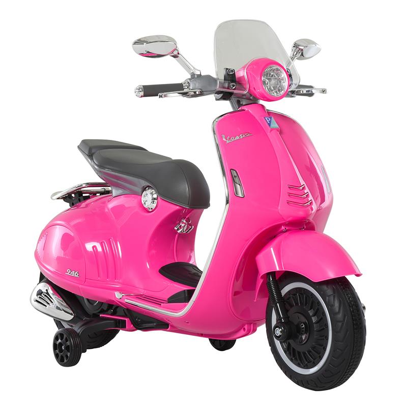 Image of MOTO ELETTRICA PER BAMBINI CON LICENZA UFFICIALE VESPA, 2 ROTELLE, LUCI E SUONI, 108X49X75 CM, ROSA