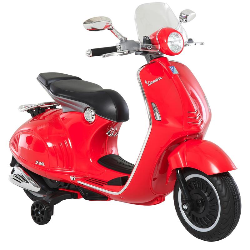 Image of MOTO ELETTRICA PER BAMBINI CON LICENZA UFFICIALE VESPA, 2 ROTELLE, LUCI E SUONI, 108X49X75 CM, ROSSA