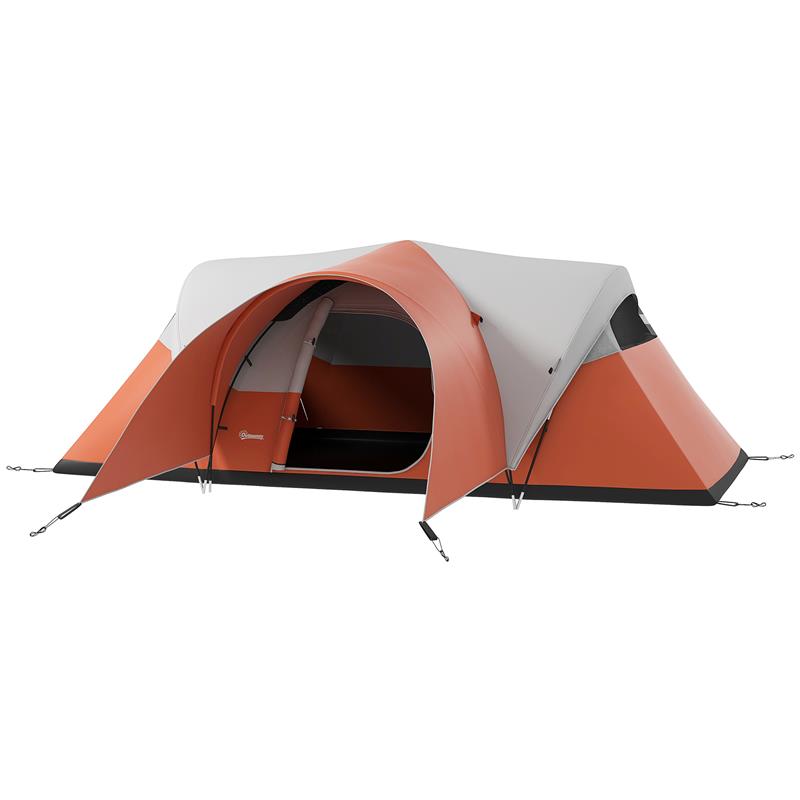 Image of TENDA DA CAMPEGGIO 5-6 POSTI CON PORTICO, IMPERMEABILE 3000MM CON BORSA DI TRASPORTO, ARANCIONE