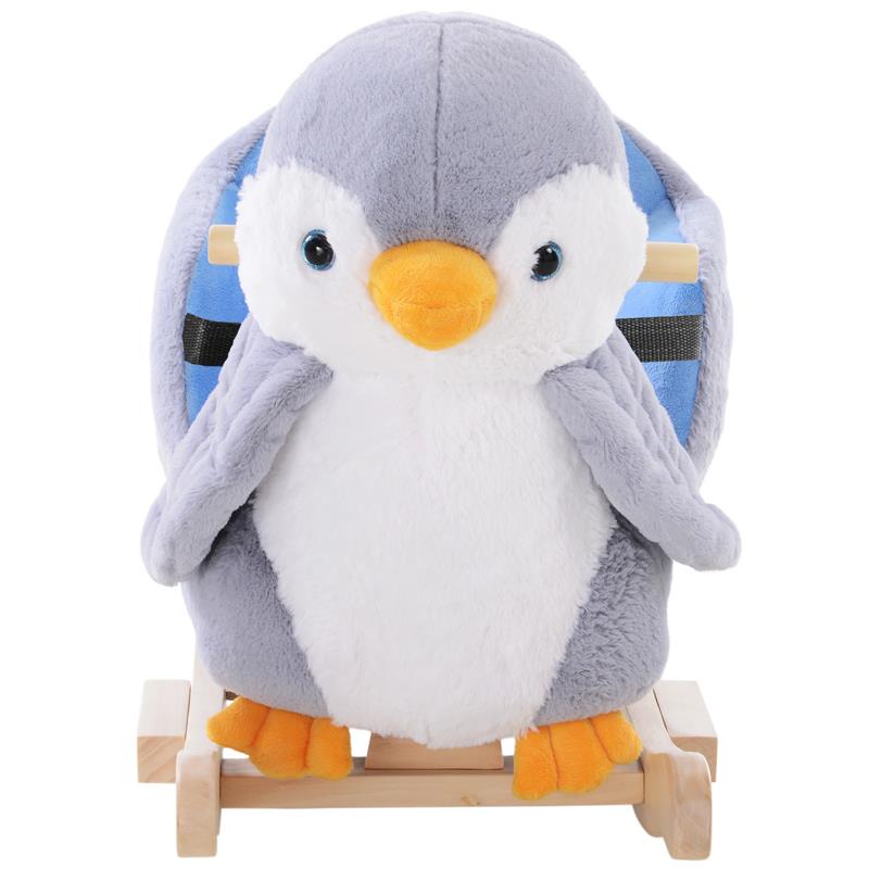 Image of CAVALLO A DONDOLO A PINGUINO IN PELUCHE CON 32 MUSICHE E CINTURA DI SICUREZZA, ETÀ 18 MESI