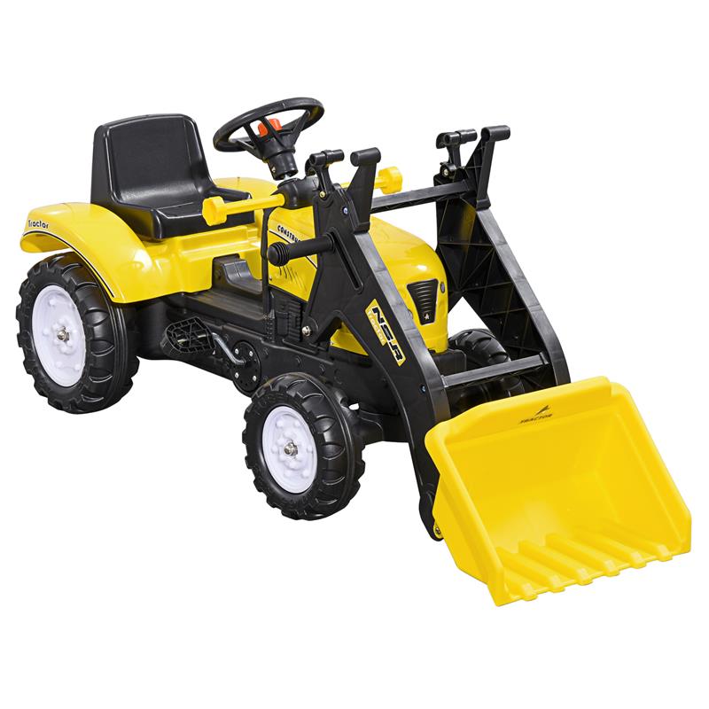 Image of ESCAVATORE A PEDALI PER BAMBINI DA 3 ANNI CON RUSPA FRONTALE E VOLANTE, GIALLO