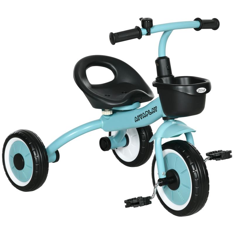 Image of TRICICLO PER BAMBINI DA 2-5 ANNI CON SEDUTA REGOLABILE E CAMPANELLO, 70.5X50X58CM, BLU