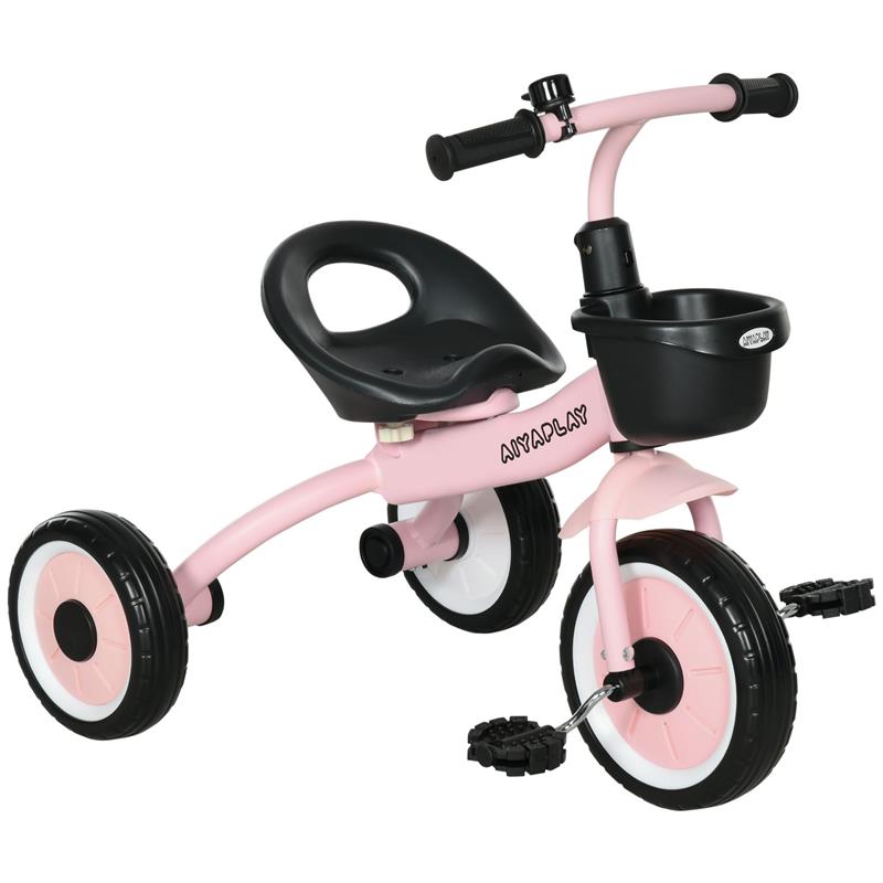 Image of TRICICLO PER BAMBINI DA 2-5 ANNI CON SEDUTA REGOLABILE E CAMPANELLO, 70.5X50X58CM, ROSA