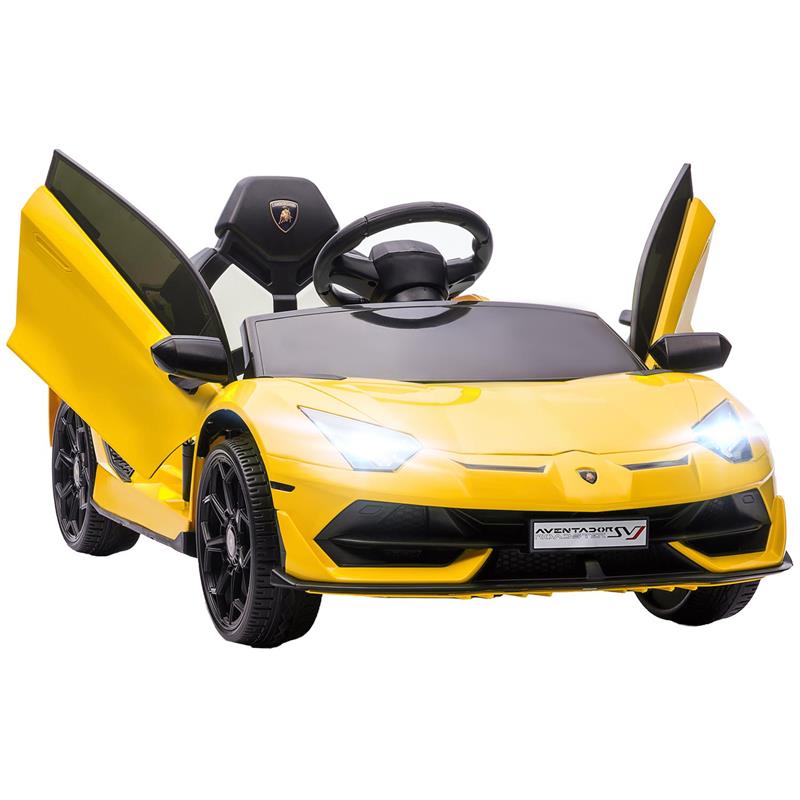 Image of MACCHINA ELETTRICA PER BAMBINI 12V CON LICENZA LAMBORGHINI, TELECOMANDO, CLACSON E MUSICA, GIALLO