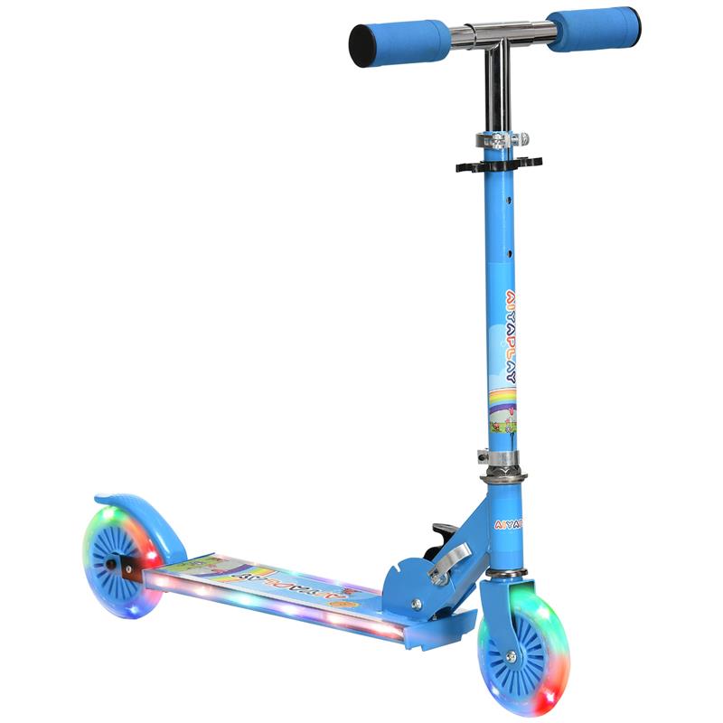Image of MONOPATTINO PER BAMBINI 3-7 ANNI PIEGHEVOLE A 2 RUOTE E ALTEZZA REGOLABILE, 67X32X65-78 CM, BLU
