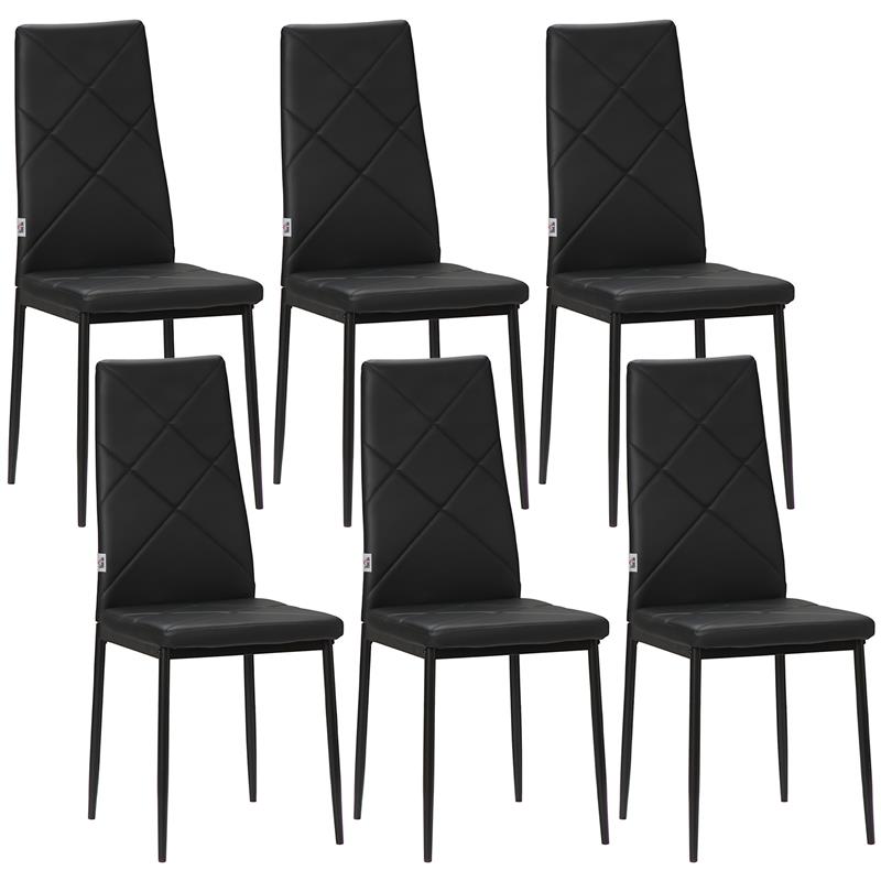 Image of SET DI 6 SEDIE DA PRANZO MODERNE CON SCHIENALE ALTO IN FINTA PELLE E ACCIAIO, 41X50X97 CM, NERO