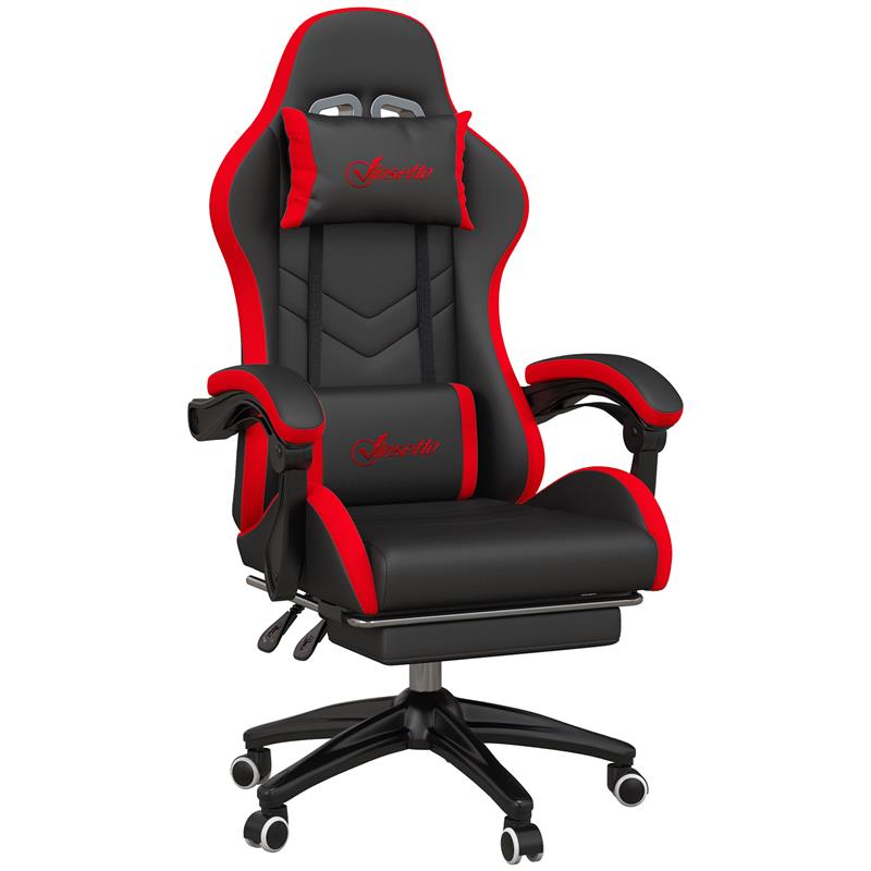 Image of SEDIA DA GAMING CON ALTEZZA REGOLABILE E SCHIENALE RECLINABILE, 65X65X121-129 CM, NERO E ROSSO