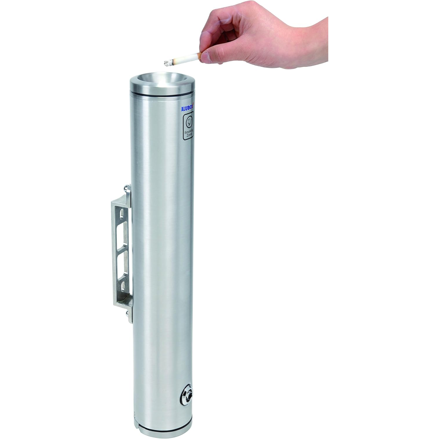 Image of ALUBOX Posacenere Da Esterno A Muro In Alluminio Satinato Portacenere Da Esterno 8X8X48 Cm Kit Di Installazione E Pulizia Incluso Posacenere Da Muro 2 Kg Adatto Per Esterno E Interno