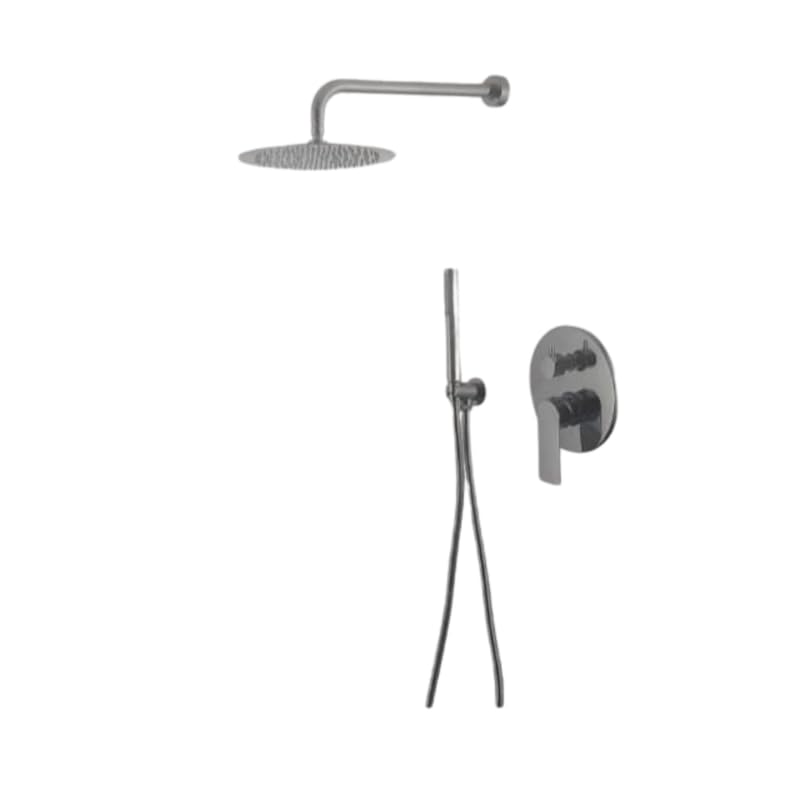 Image of IMPALLI Kit Doccia A Incasso Due Vie Con Supporto Doccia Presa Acqua In Ottone Flessibile Doccetta Per Doccia Monogetto Braccio E Soffione Doccia Tondo Ultrapiatto Serie 18 Cromo (20 CM)