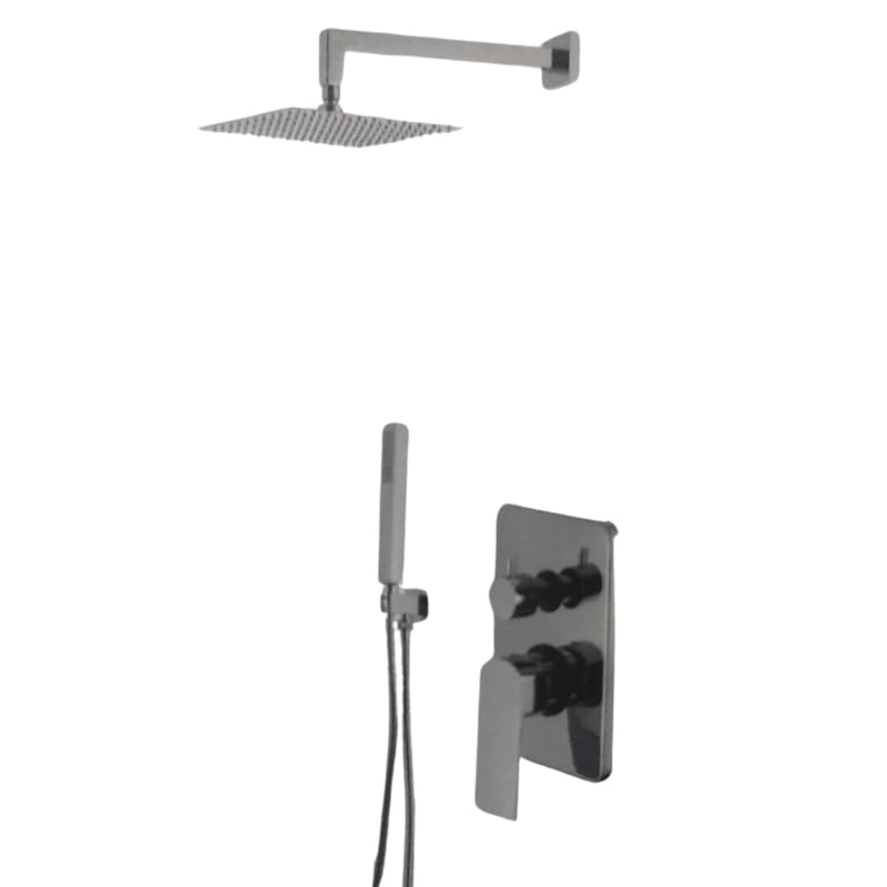 Image of IMPALLI Kit Doccia A Incasso Due Vie Con Supporto Doccia Saliscendi Presa Acqua In Ottone Flessibile Doccetta Per Doccia Monogetto Braccio Da 35 Cm E Soffione Doccia Quadrato Ultrapiatto Serie 21/23