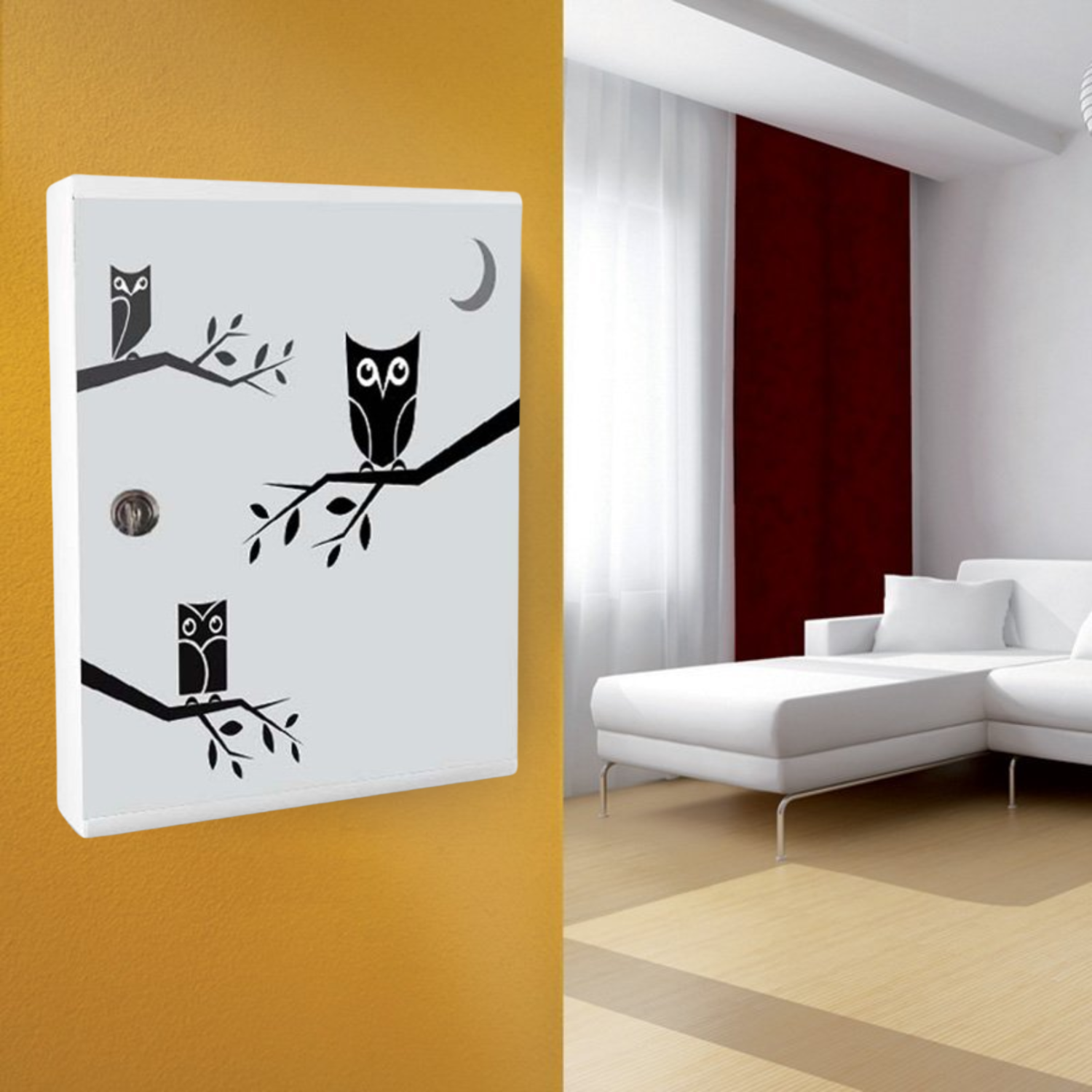 Image of ALUBOX MIA Portachiavi Da Parete Personalizzato 16 Ganci Appendi Chiavi A Muro Da Interno 35,6X26,5X12 Cm Portachiavi Da Muro Interno Esterno Protetto Made In Italy COLORE: GUFETTI