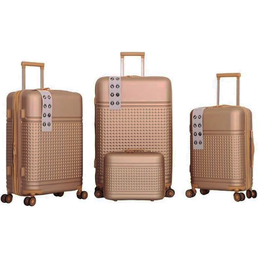 Image of Set 4 Valigie Rigide in ABS da Viaggio Oro con Ruote Easy Roll e Beauty Case