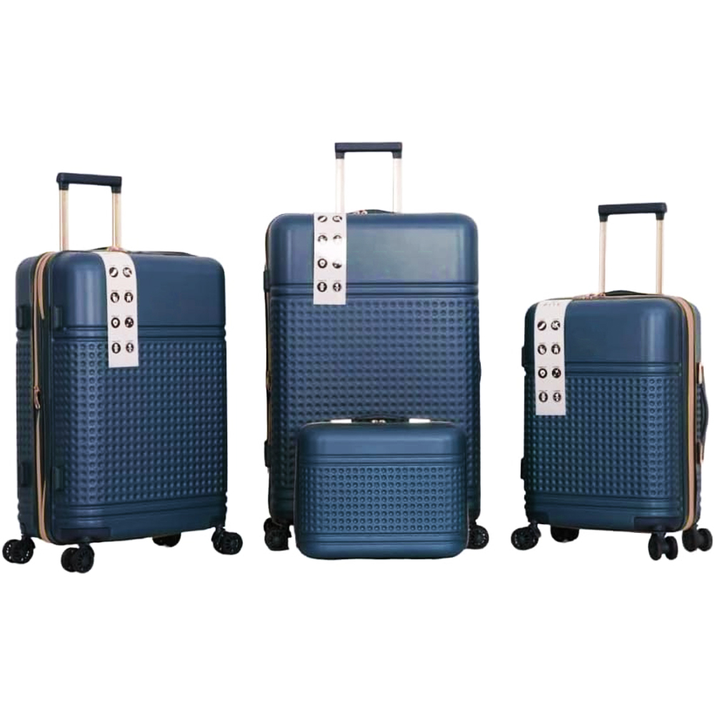 Image of Set 4 Valigie Rigide in ABS da Viaggio Blu con Ruote Easy Roll e Beauty Case