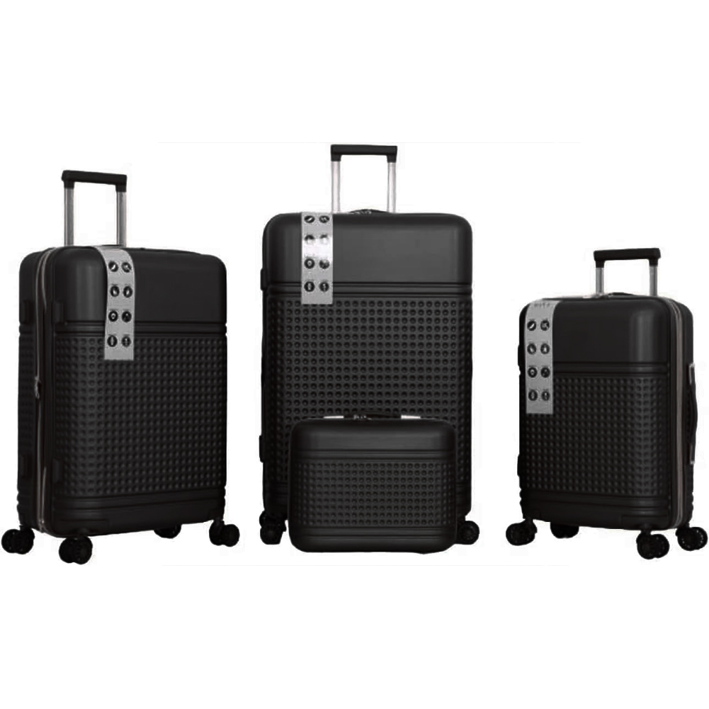 Image of Set 4 Valigie Rigide in ABS da Viaggio Nero con Ruote Easy Roll e Beauty Case