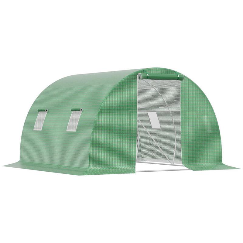 Image of SERRA A TUNNEL DA ESTERNO CON COPERTURA IN PE PORTA CON CERNIERA E 4 FINESTRE VERDE