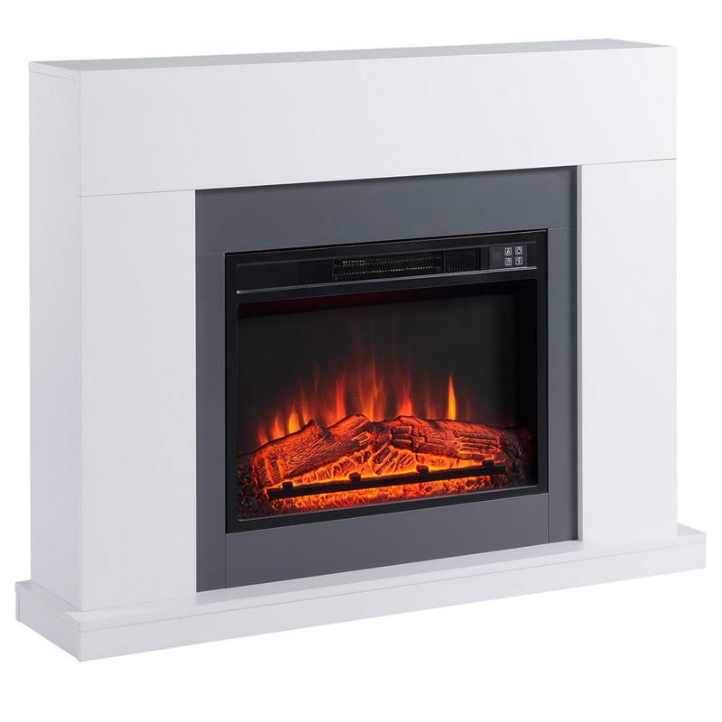 Image of CAMINO ELETTRICO A PARETE CON EFFETTO FIAMMA E TIMER 113X26,6X87,5 CM BIANCO