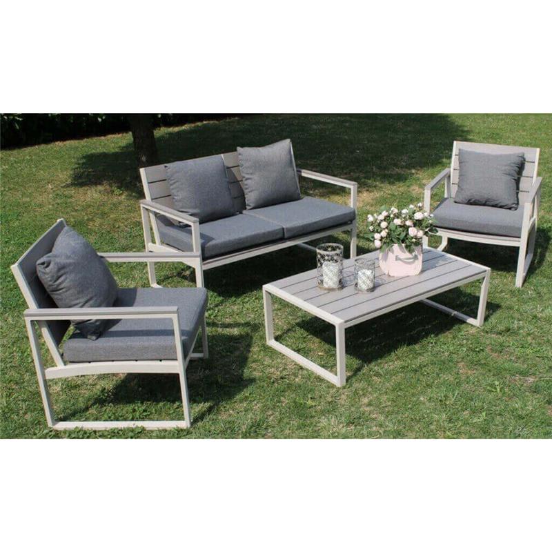 SALOTTO SIRIO DA ESTERNO CON POLTRONE DIVANO E TAVOLINO TORTORA OKX