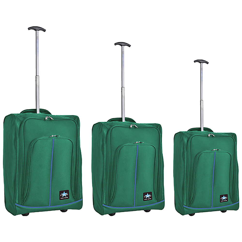 Image of Set 3 Valigie Morbide Trolley da Viaggio Verde Bagaglio a Mano 50-55-60 cm