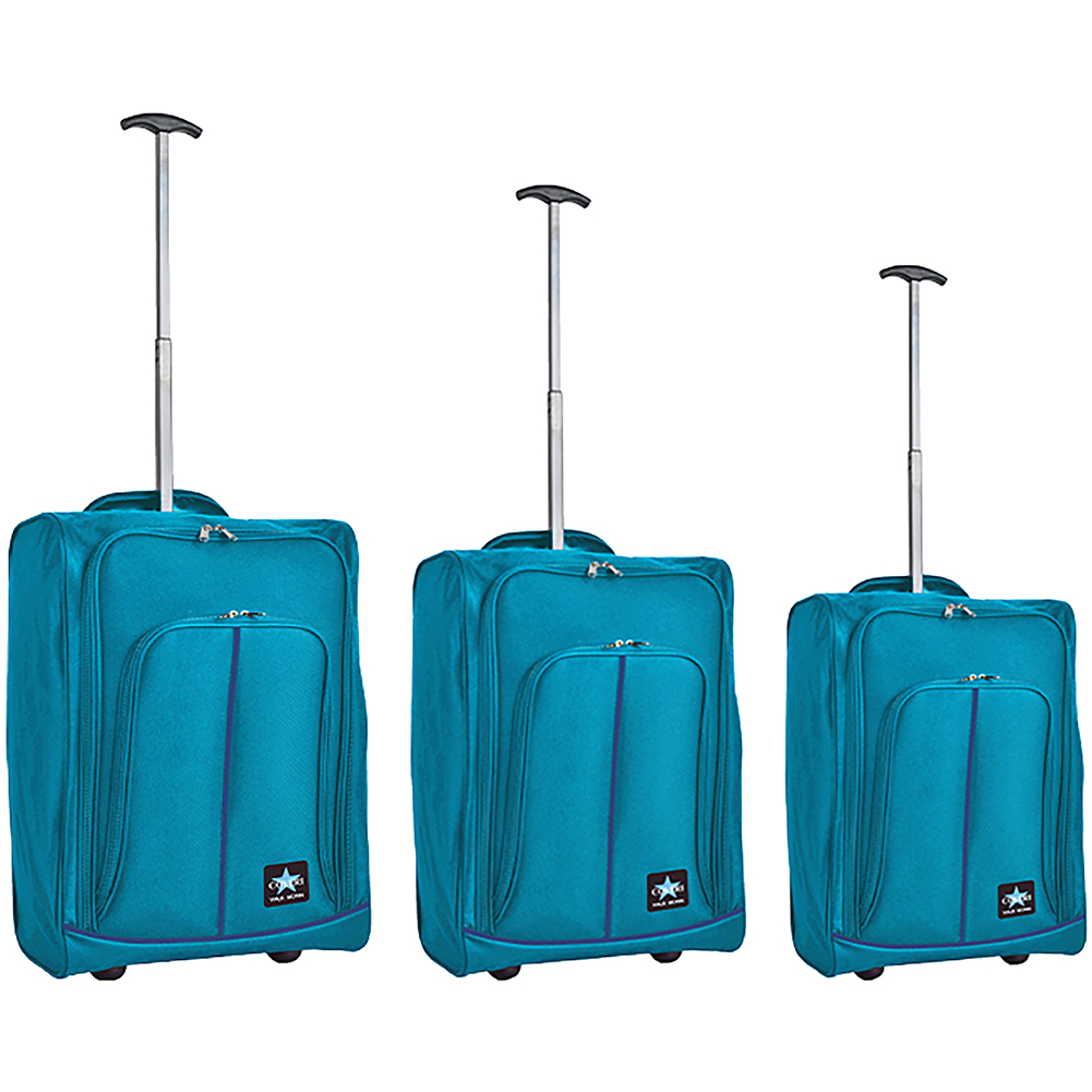 Image of Set 3 Valigie Morbide Trolley da Viaggio Azzurro Bagaglio a Mano 50-55-60 cm