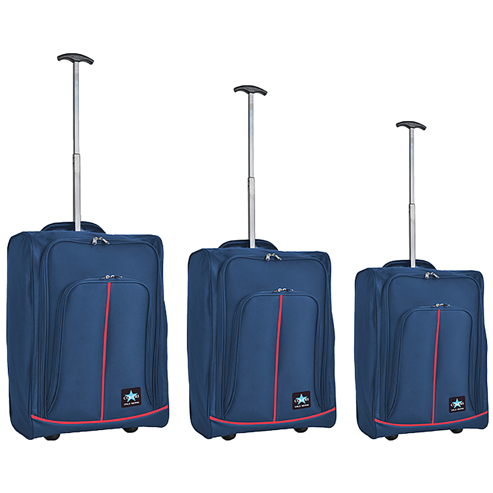 Image of Set 3 Valigie Morbide Trolley da Viaggio Blu e Rosso Bagaglio a Mano 50-55-60 cm