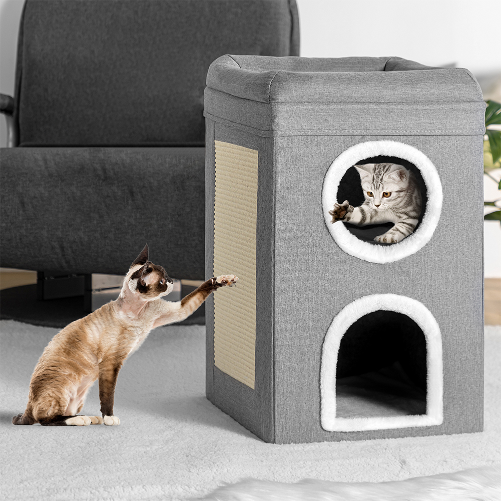 Image of Cuccia Casa per Gatti 3 Ripiani Tiragraffi Casetta Animali Domestici 41x41x63 cm