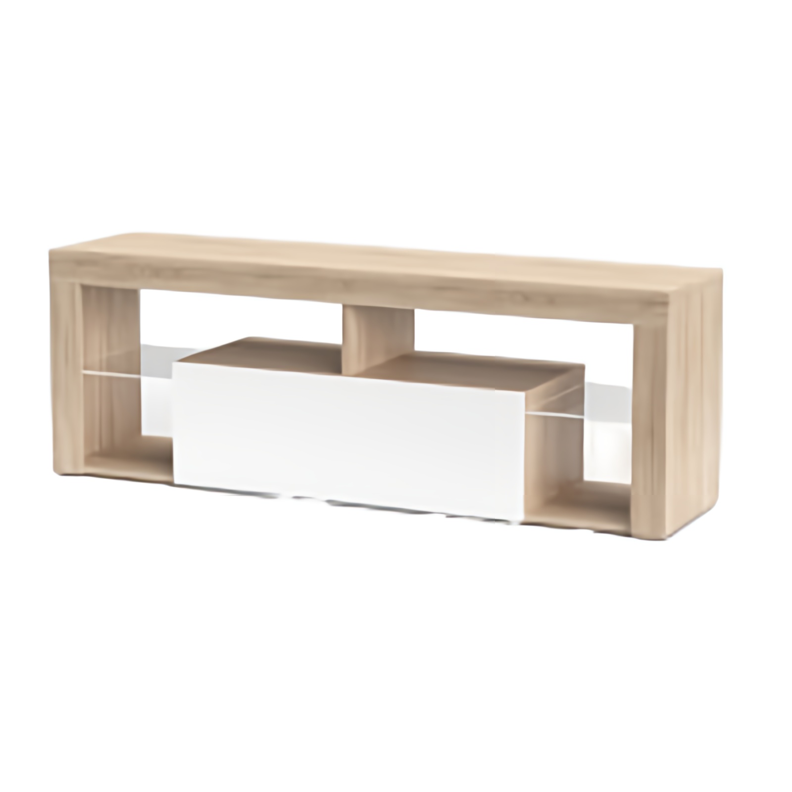 Selsey Porta TV HUGO 140x35x50 cm Rovere e Bianco Lucido - Design Moderno COLORE: SONOMA/BIANCO