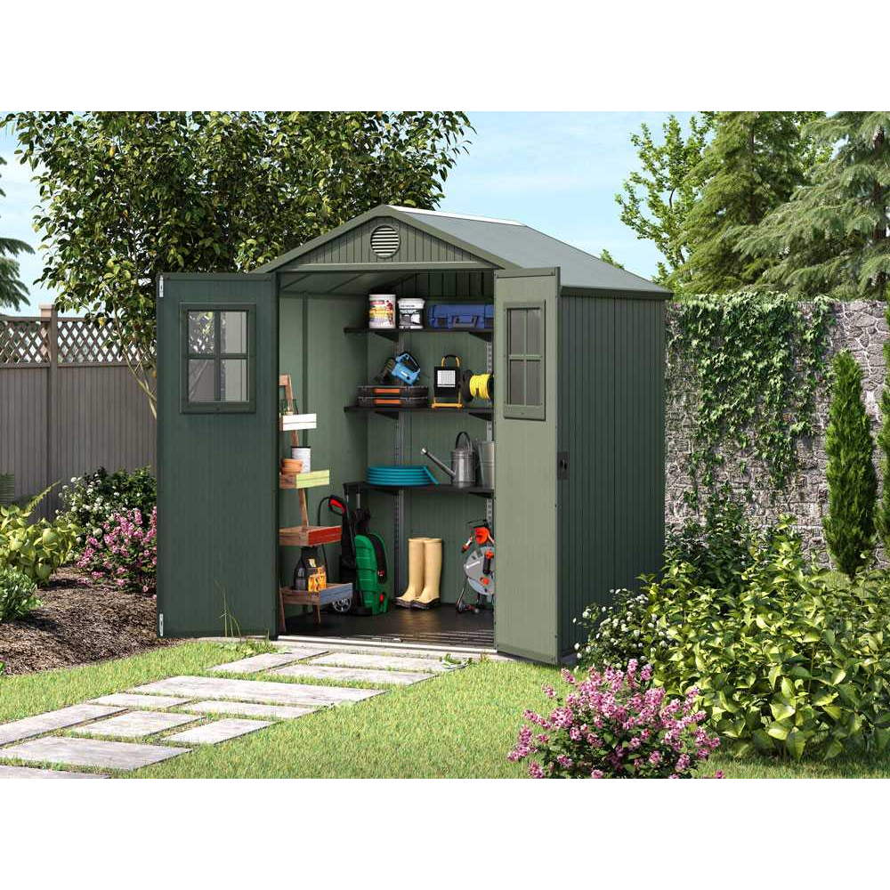 Casetta da Giardino in Resina Keter Darwin 6x6 Doppia Finestra Colore: Verde