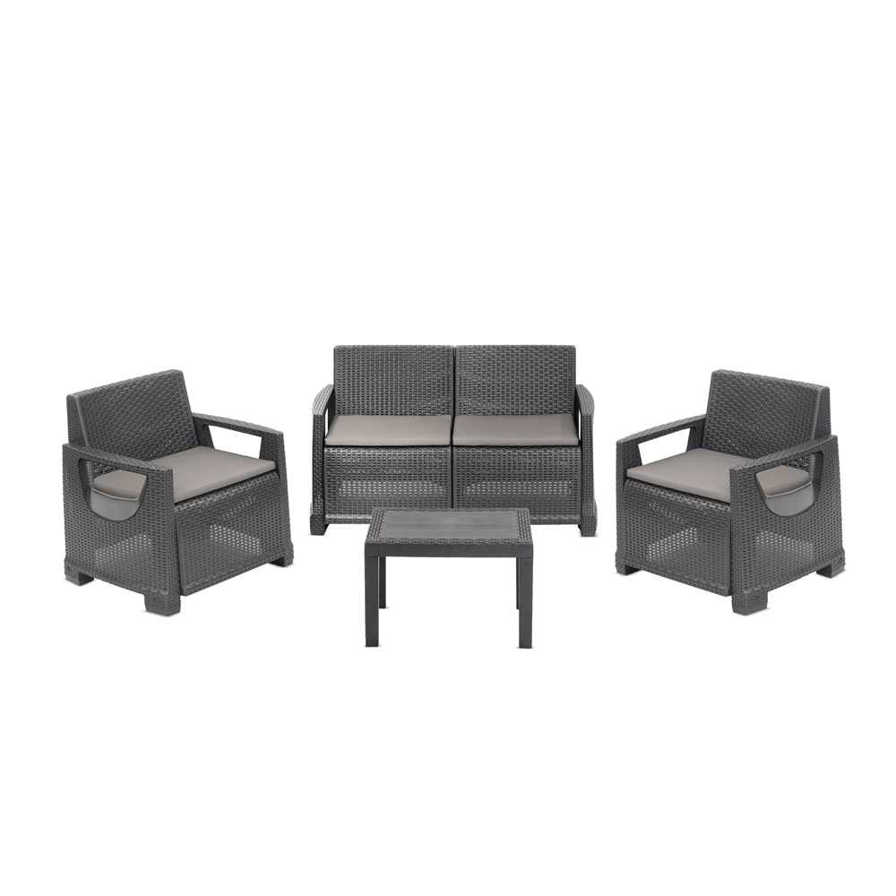 Set Salottino Varenna Rattan Antracite - La Dea Sedia