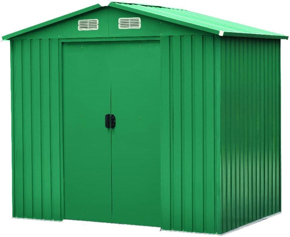 Casetta Box da Giardino in Metallo Lamiera Zincata Tetto a 2 Falde