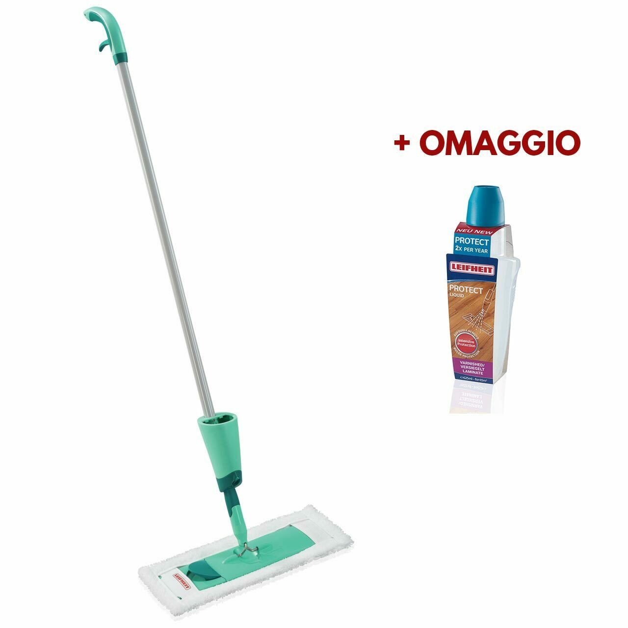 Leifheit Care &amp; Protect Spray per Pulizia Parquet e Laminato Scopa Mocio 56500