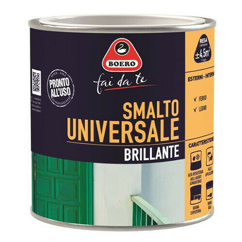Image of Smalto Universale Finitura Brillante per Ferro Legno Interno Esterno 751 Boero Formato: 2 L, Color: Bianco 001