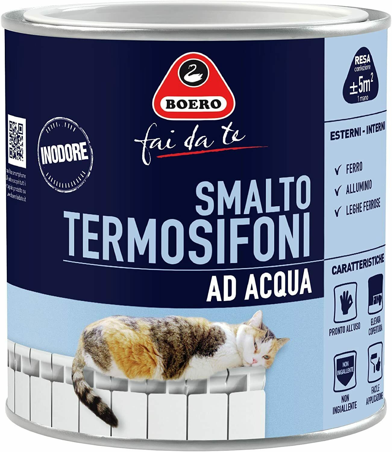 Image of Smalto per Termosifoni Radiatori Calorifero Pittura ad Acqua Inodore 756 Boero Color: Bianco, Formato: 2 L