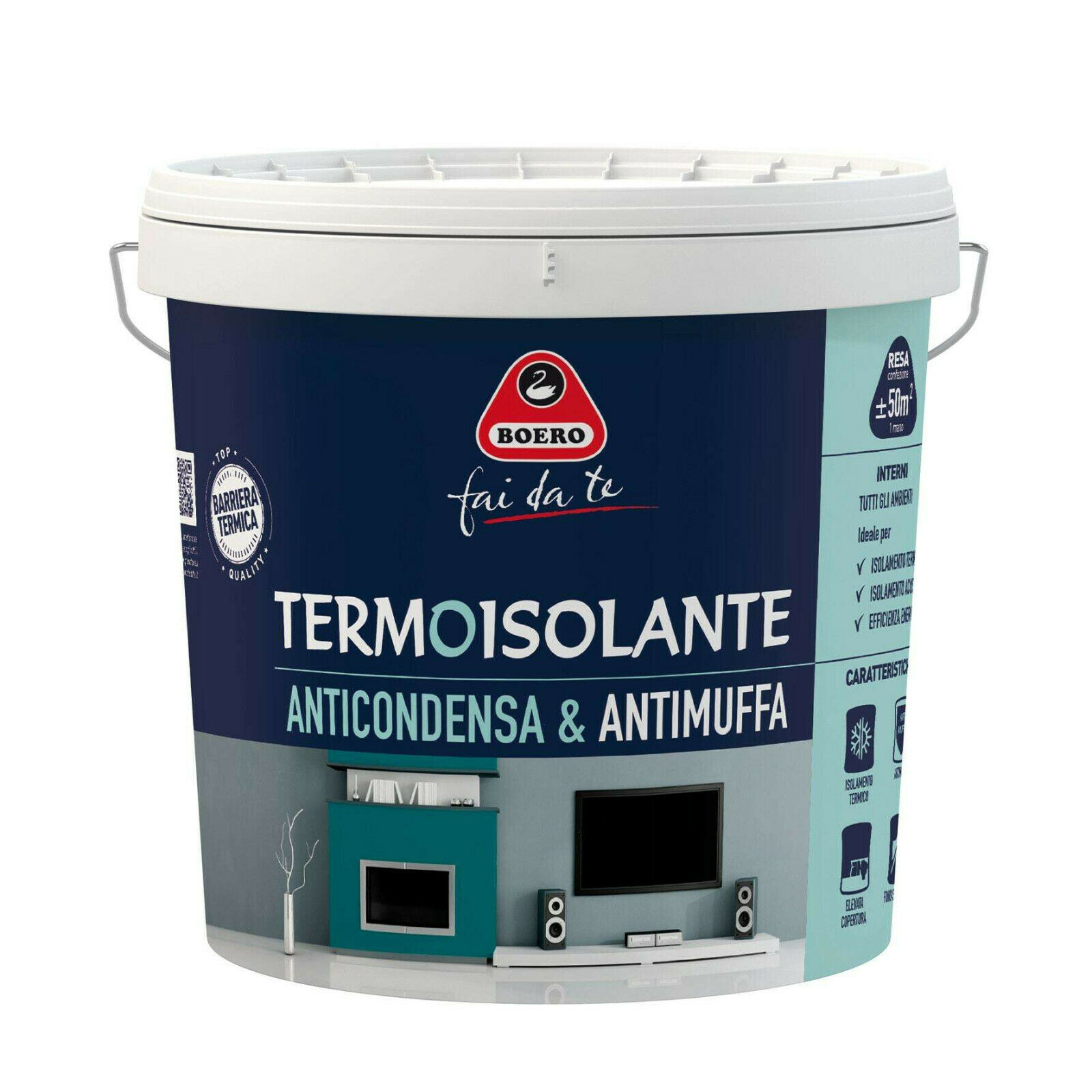 Image of Idropittura TermoIsolante Antimuffa Anticondensa Fonoassorbente Opaca 757 Boero Formato: 4 L